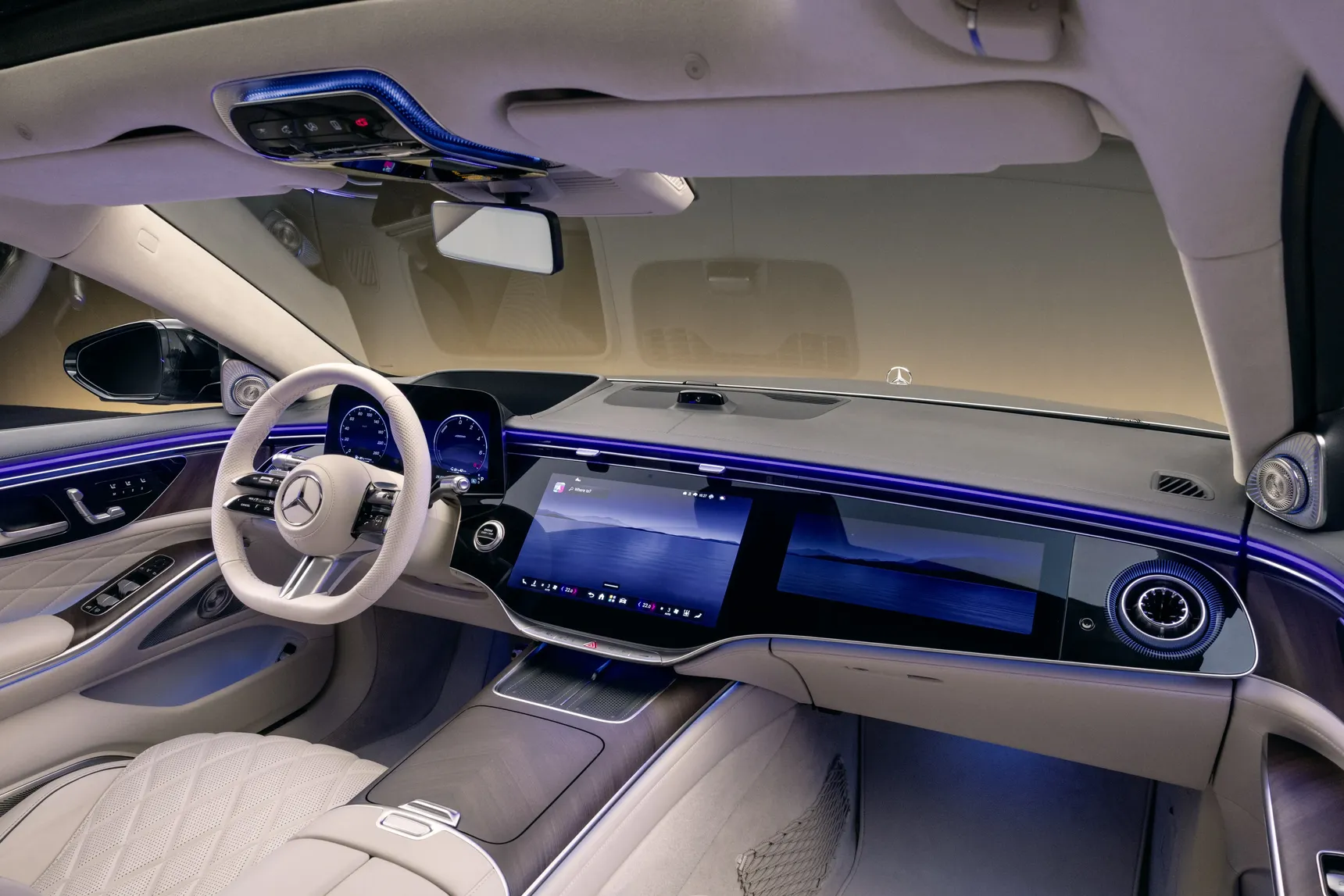 2026 Mercedes-Benz S-Class Facelift interior superscreen white