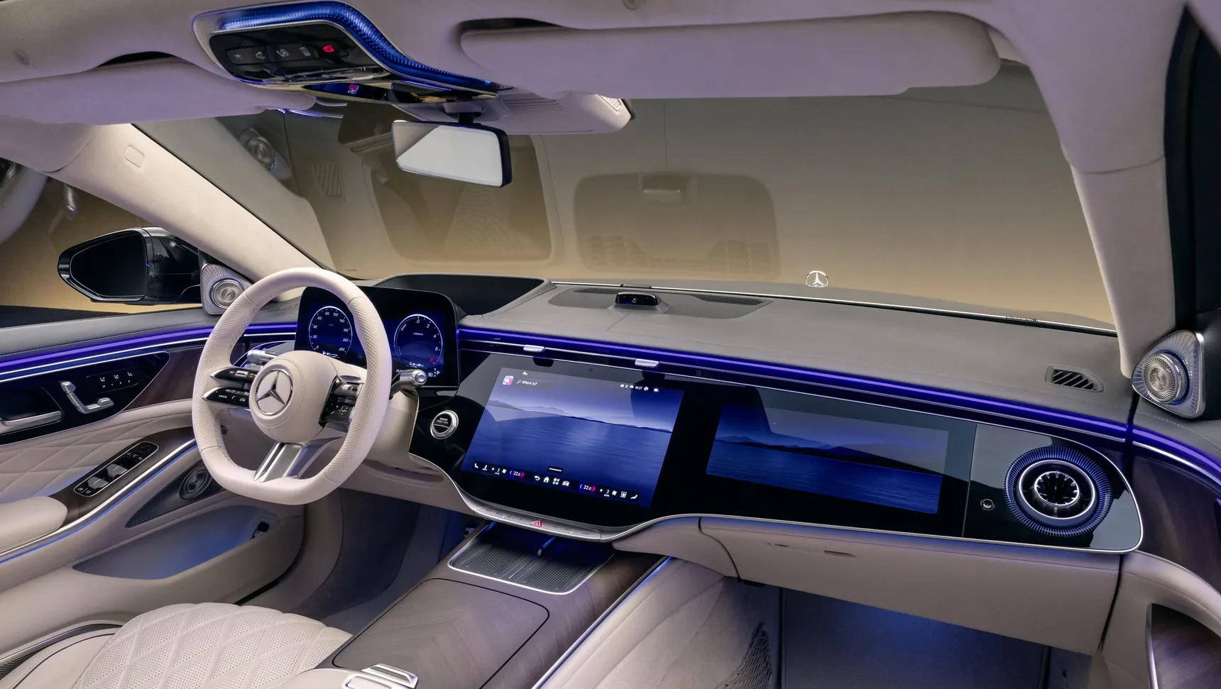 2026 Mercedes-Benz S-Class Facelift interior superscreen white