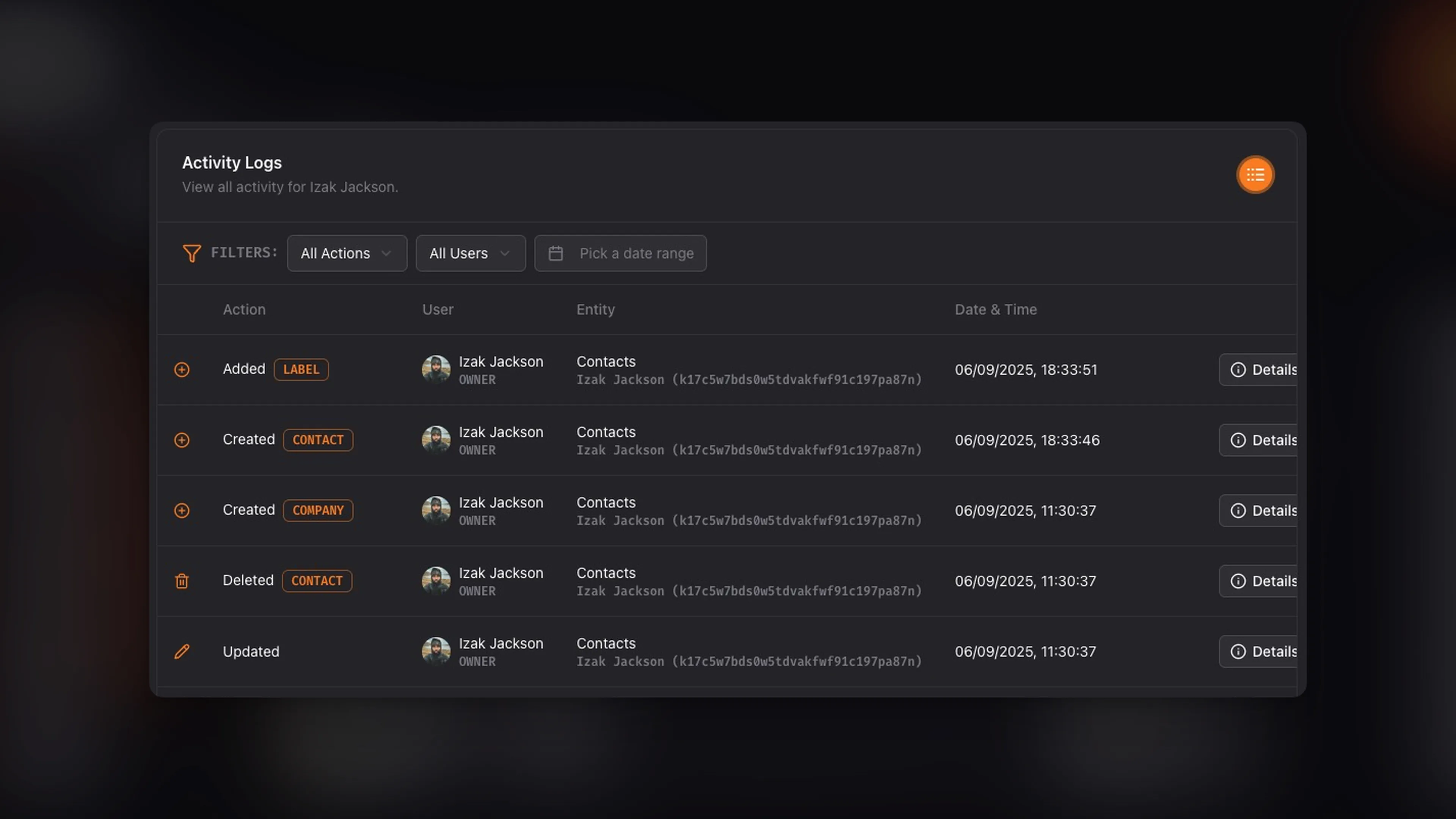 53° Activity Logs