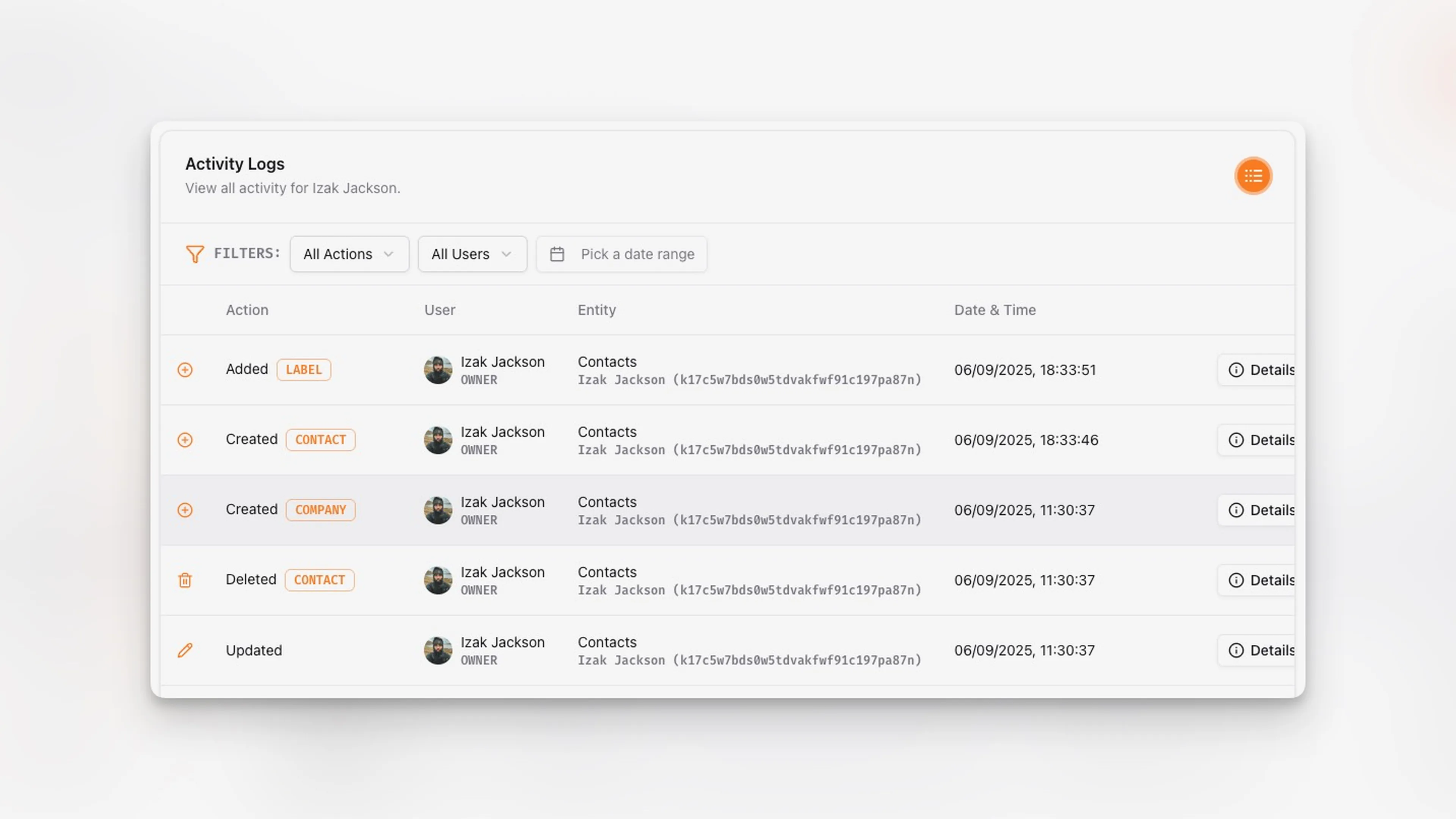 53° Activity Logs
