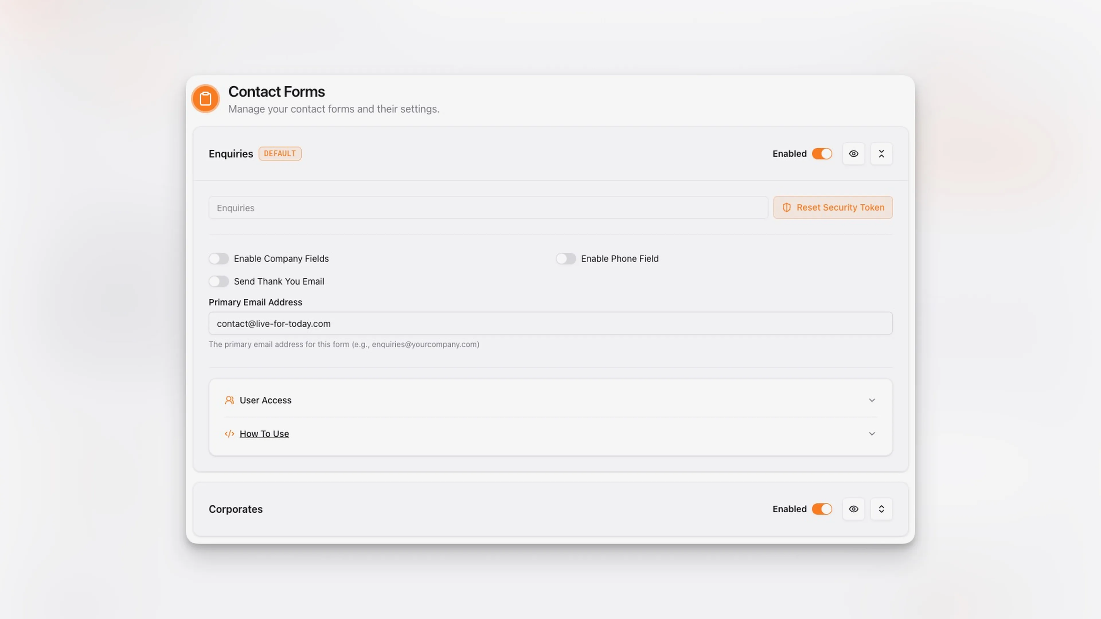 53° Contact Forms