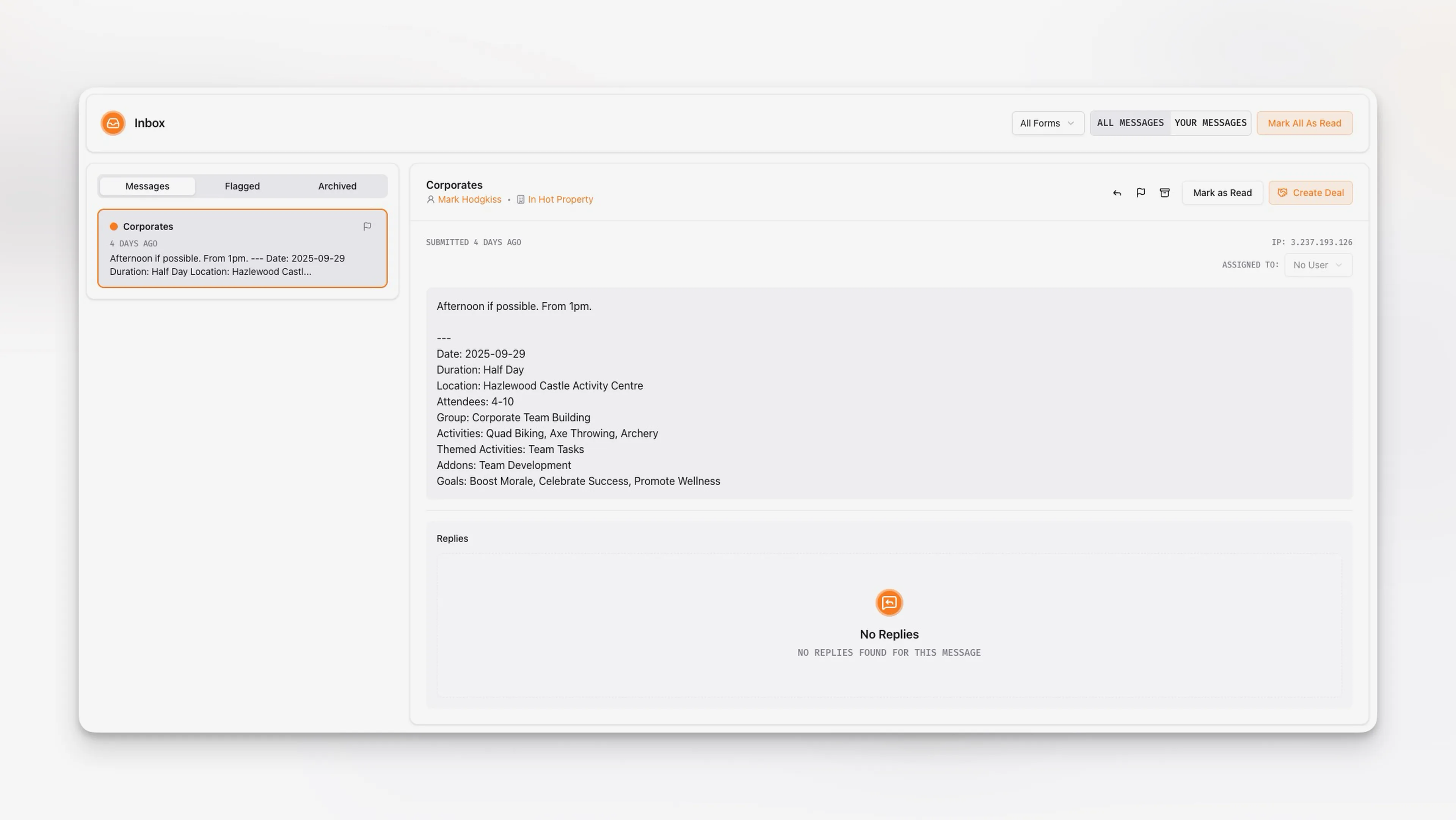 53° Contact Form Inbox