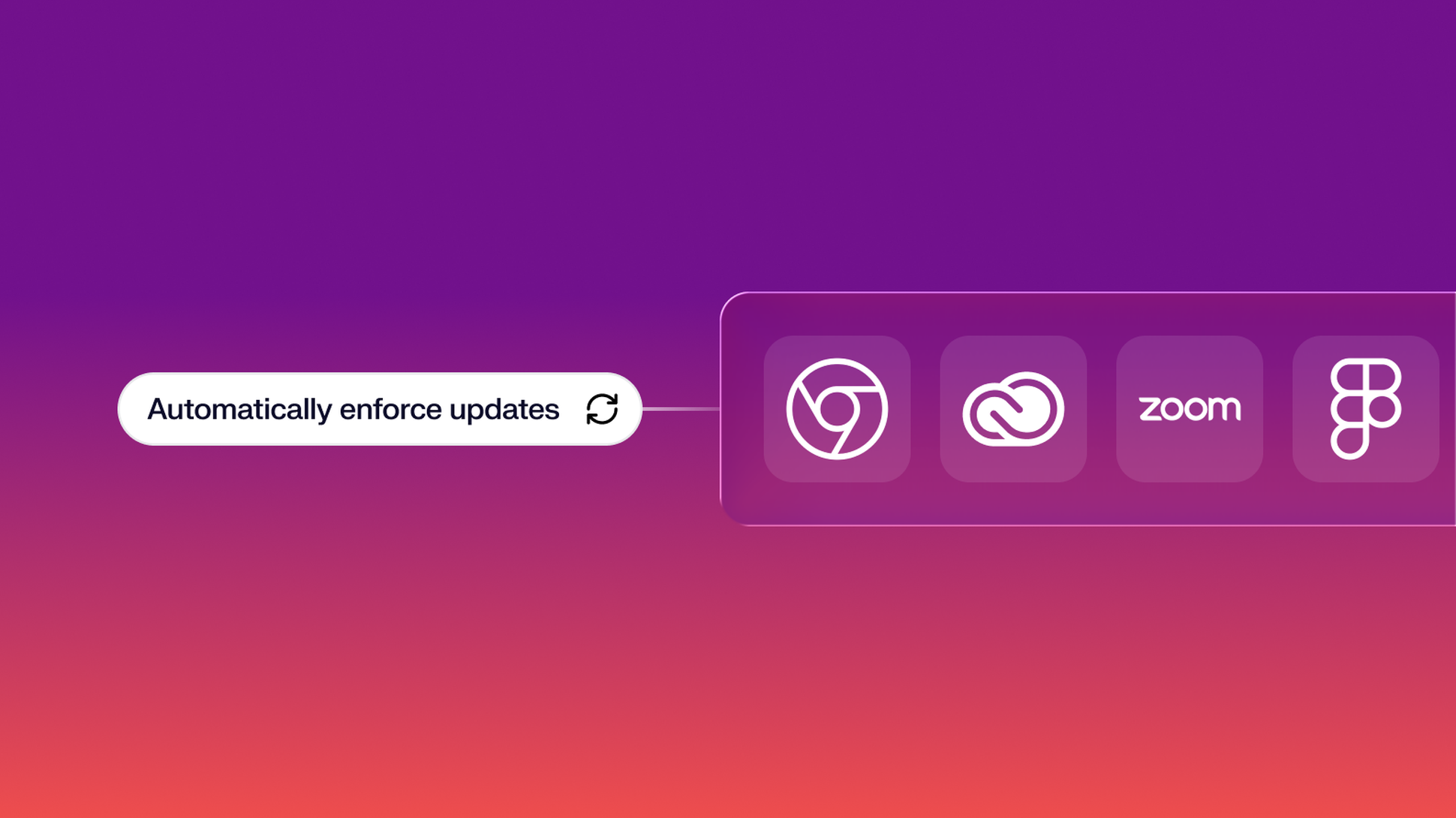 Abstracted UI showcasing a series of apps being automatically updated.
