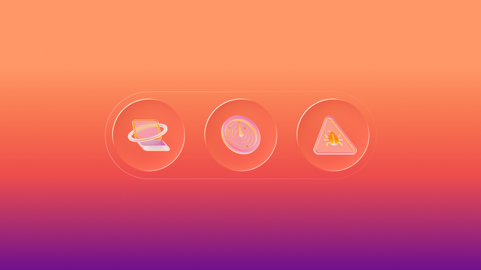 Abstract image showing the 3 product icons for Endpoint; Endpoint Management, Endpoint Detection & Response, and Vulnerability Management