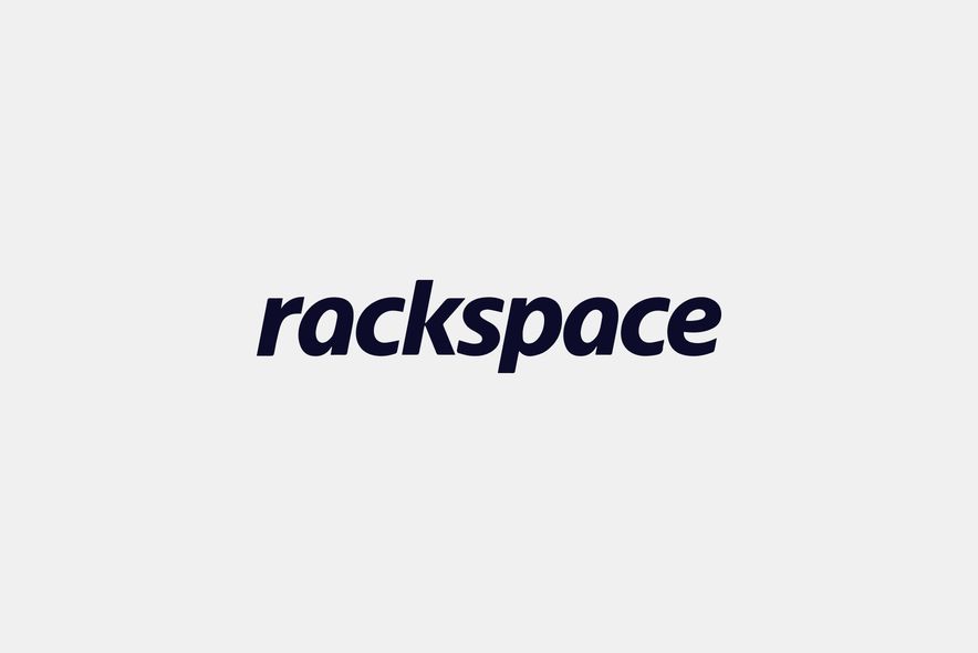 The word "rackspace" in lowercase, bold, dark blue font on a light gray background.