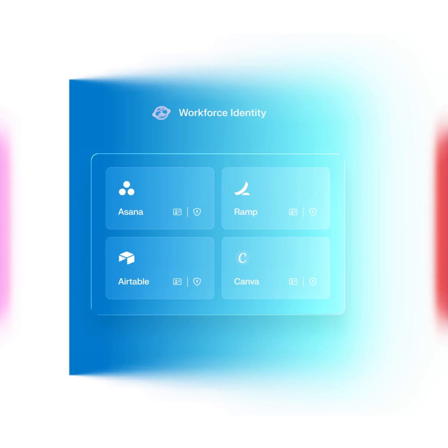 Abstract panels swiping through UI panels for each product.