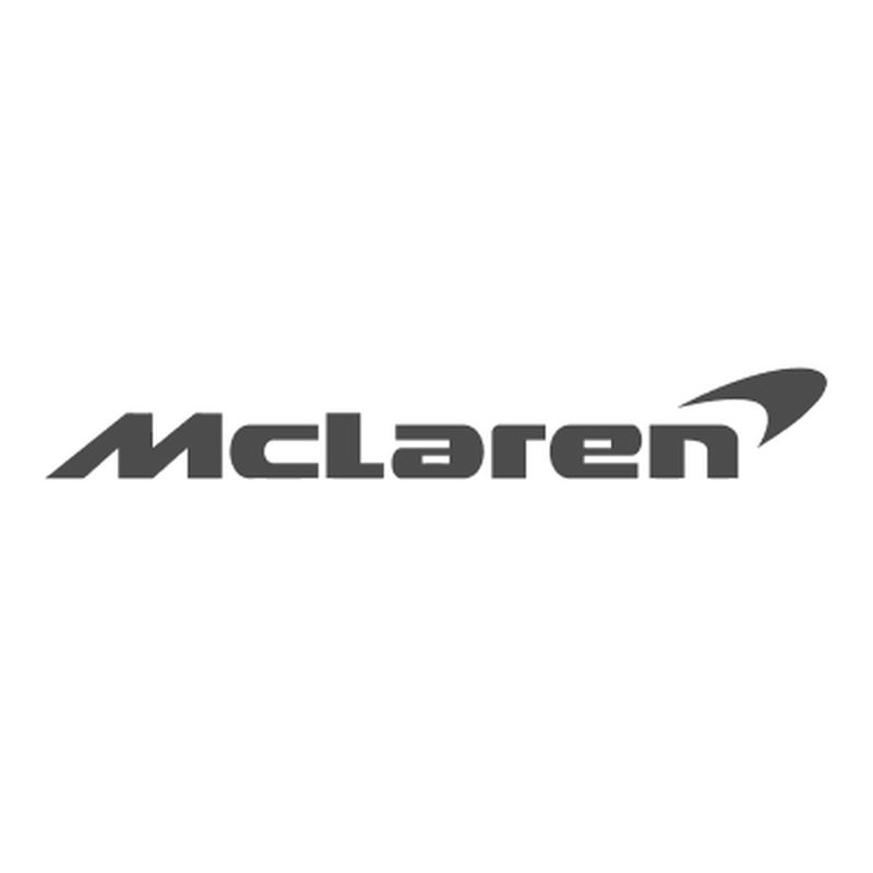 Gray McLaren logo with stylized text and a curved, wing-like shape above the letter "n" on a white background.