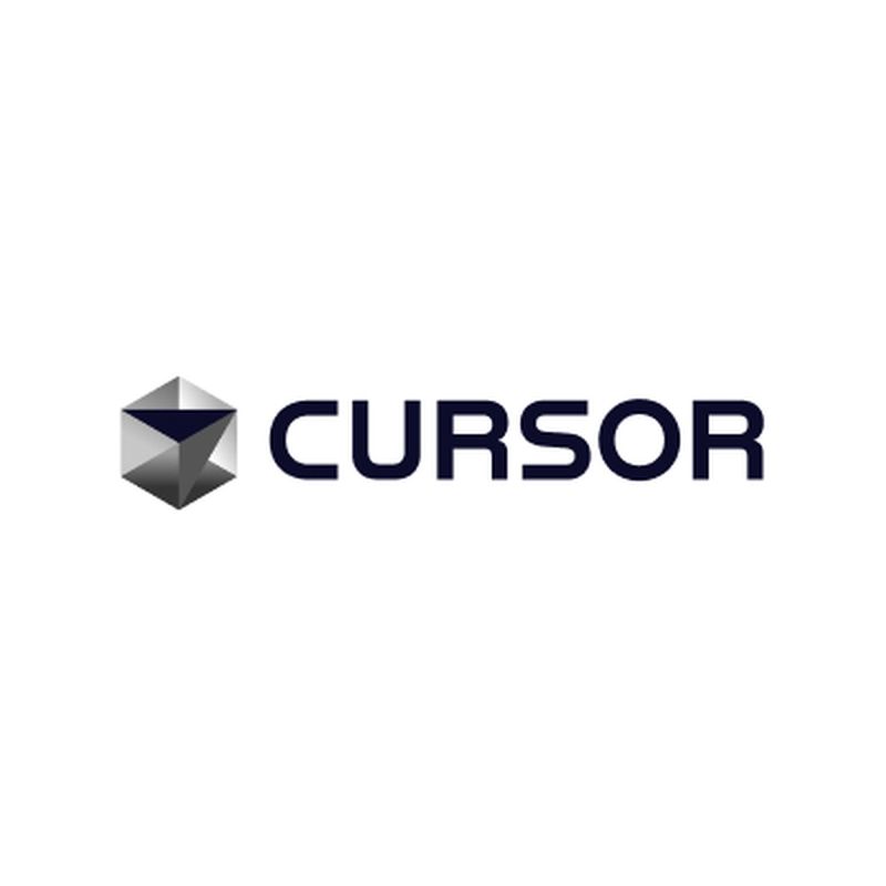 Logo with the word "CURSOR" in bold letters next to a geometric cube design in shades of gray and black.