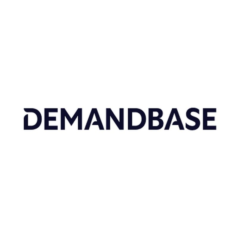 Logo of Demandbase with bold, dark blue uppercase letters on a white background.