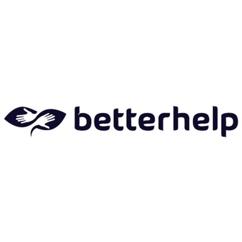 Logo of BetterHelp featuring two hands inside a leaf design, followed by the word "betterhelp" in lowercase letters.
