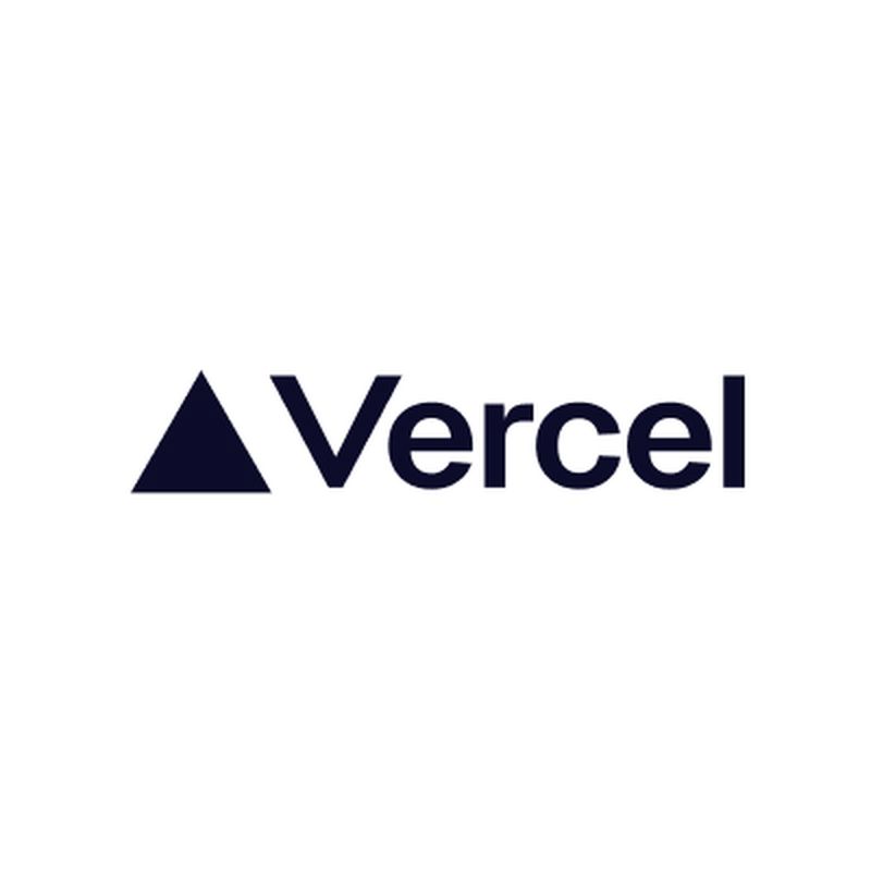 Vercel logo with a black triangle followed by the word "Vercel" in bold black font on a white background.