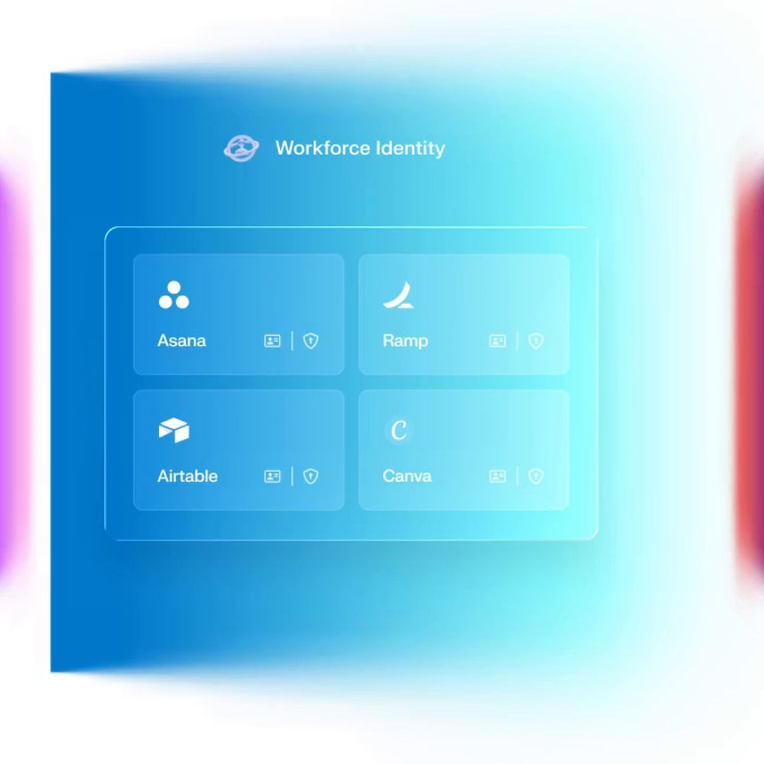 Abstract panels swiping through UI panels for each product.