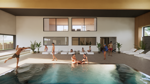 Eintauchen und gemeinsam genießen im IKUNA Hallenbad – großzügiger Poolbereich mit Platz zum Schwimmen, Entspannen und Wohlfühlen.