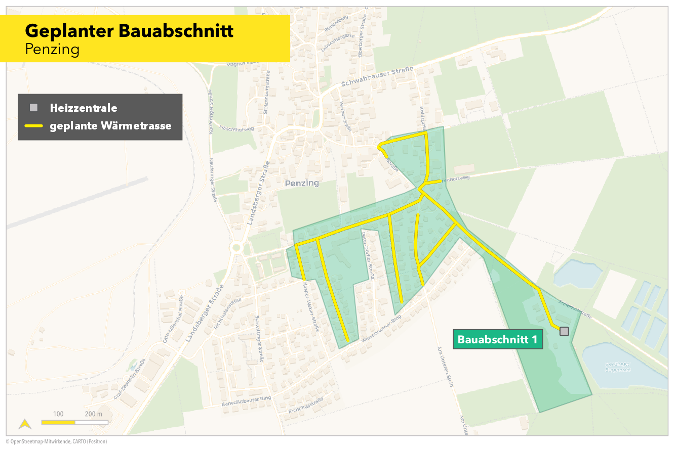 Karte geplanter Bauabschnitt Penzing