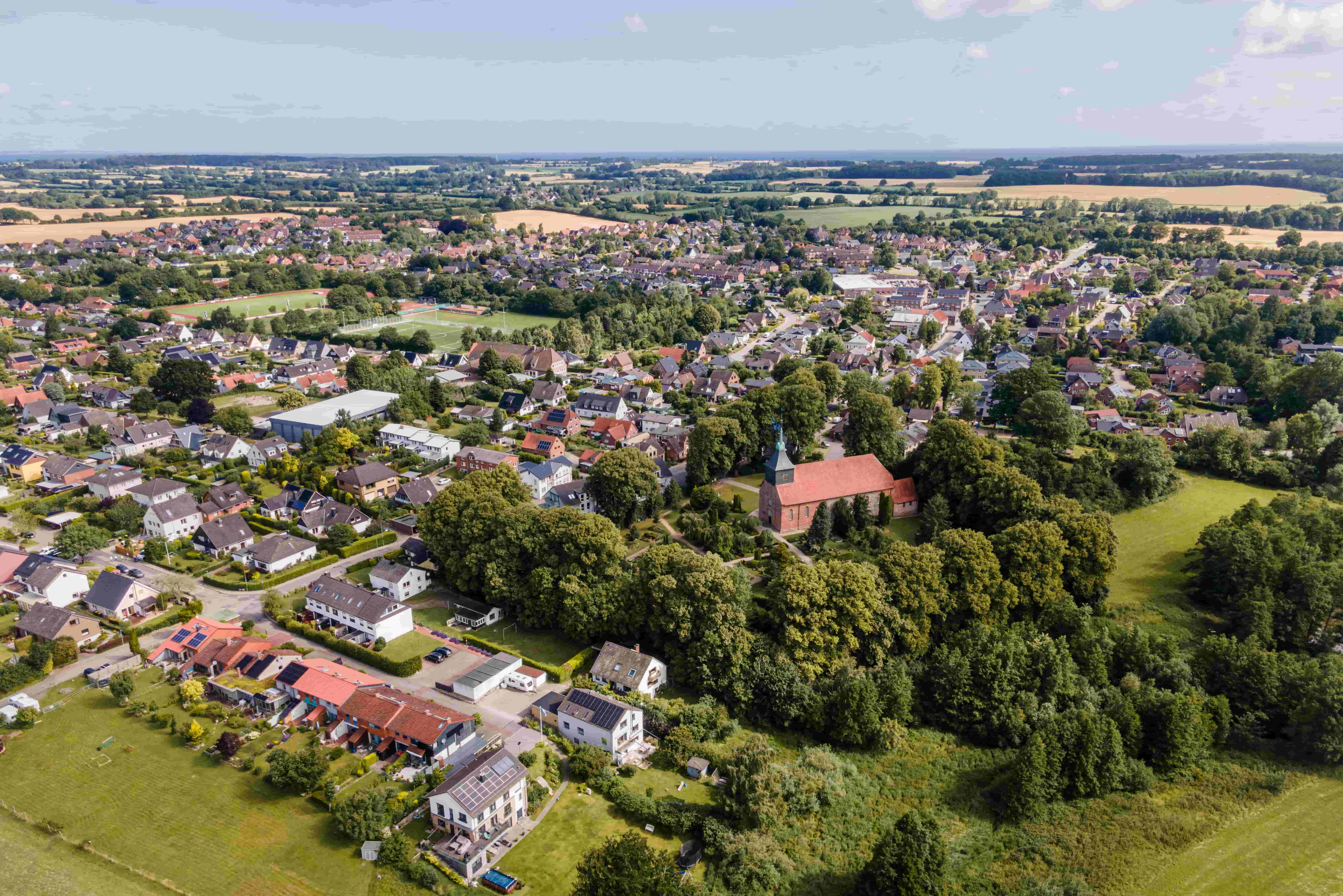 Gemeinde Dänischenhagen von oben mit Drohne