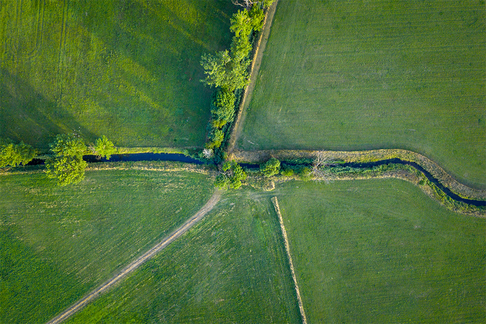 Fuhne Flusslauf von oben mit Drohne