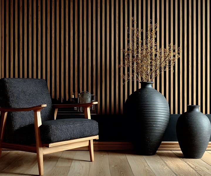 Akustikpaneele sind an der Wand angebracht und verbessern sichtbar die Raumakustik.