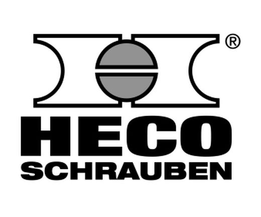 Markenlogo von HECO, Hersteller von Schrauben und Befestigungssystemen.