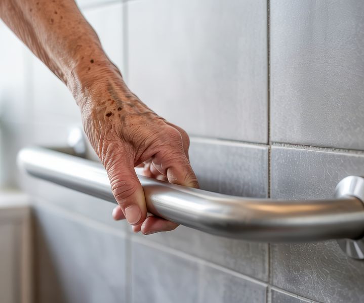 Haltegriffe und rutschhemmende Bodenbeläge sorgen für mehr Sicherheit im Wohnbereich.