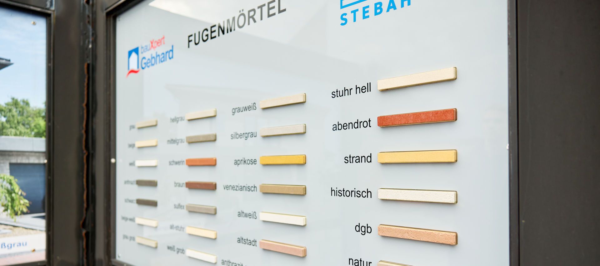 Stebah Fugenmörtel auf einer Mustertafel in der Zevener Klinkeraustellung