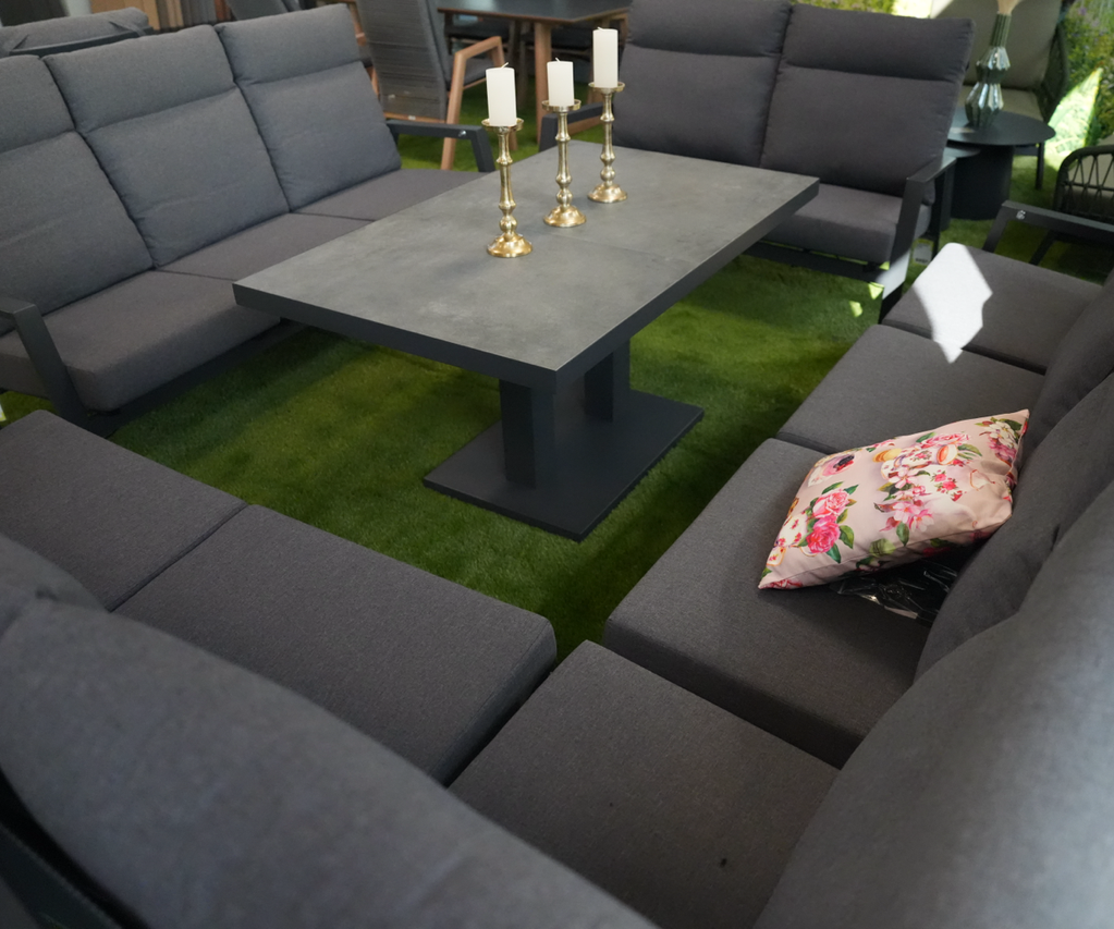 Gartenmöbel Lounge bauXpert Gr. Beilage Vechta grau mit verstellbarem Tisch