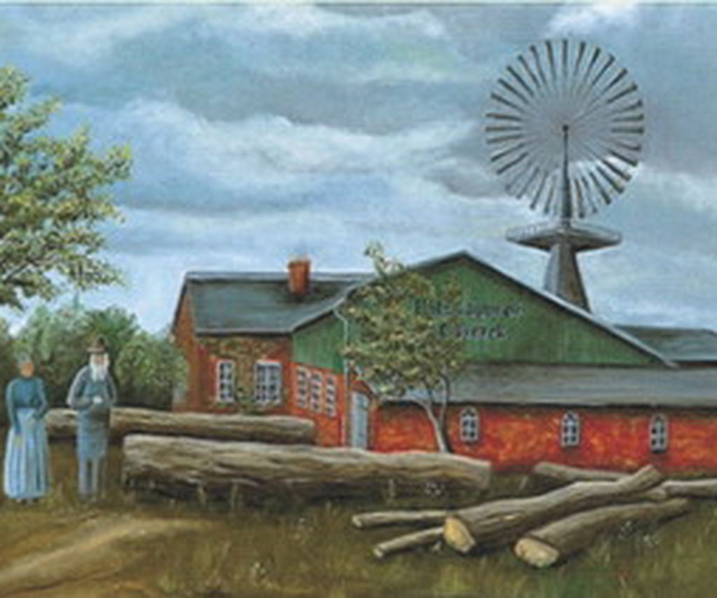 Historische Illustration des Vierck Sägewerks 1877