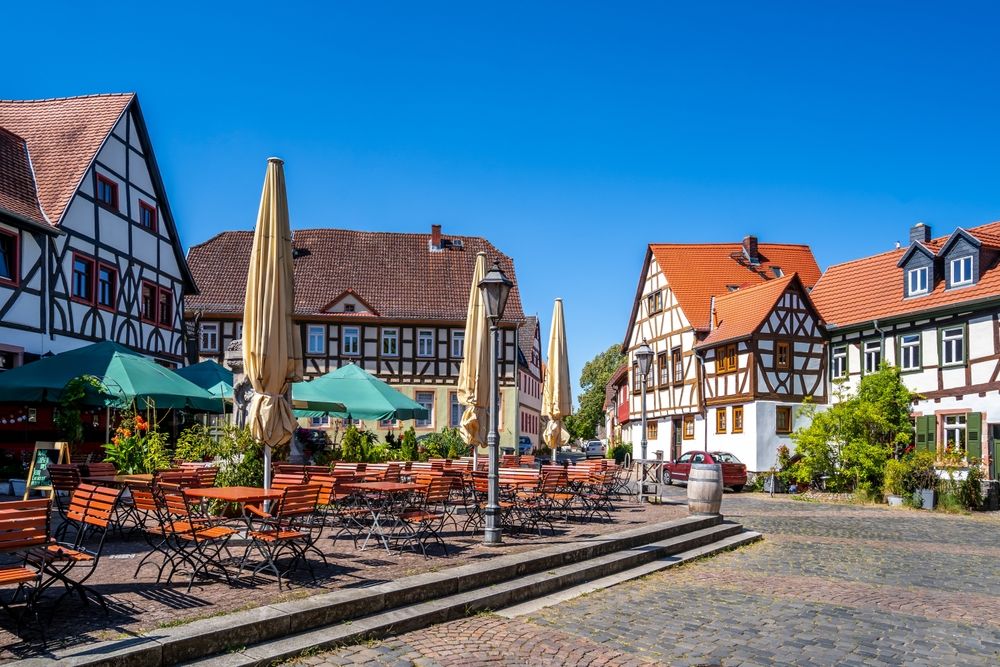 Stock photo of Hanau street and historic buildings