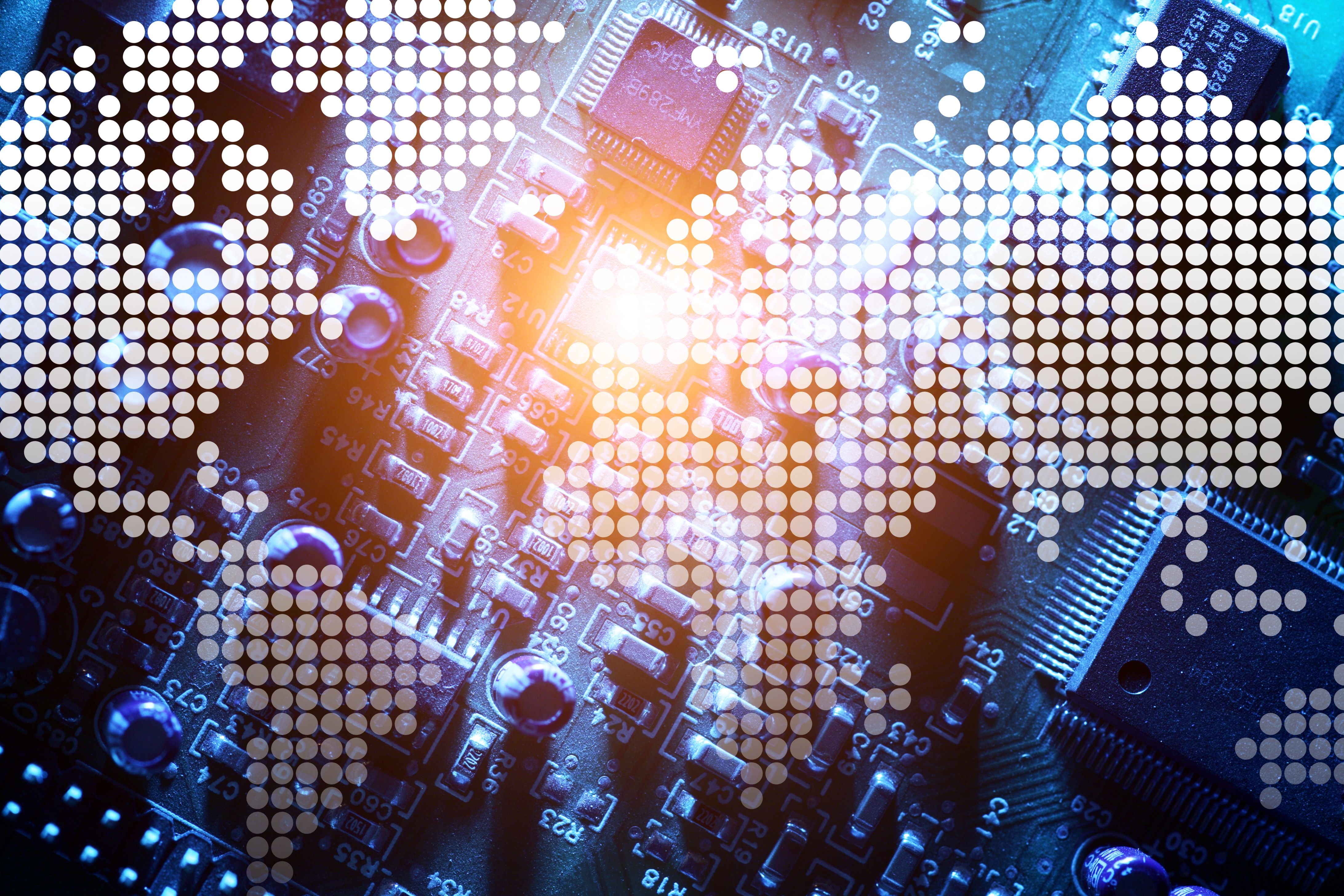 Europa licht op in een chip kaart