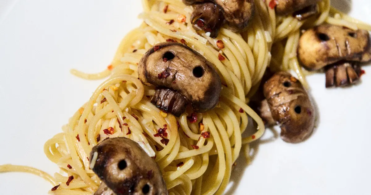 Spooky Mushroom Pasta Recipe | Mushroom Spaghetti