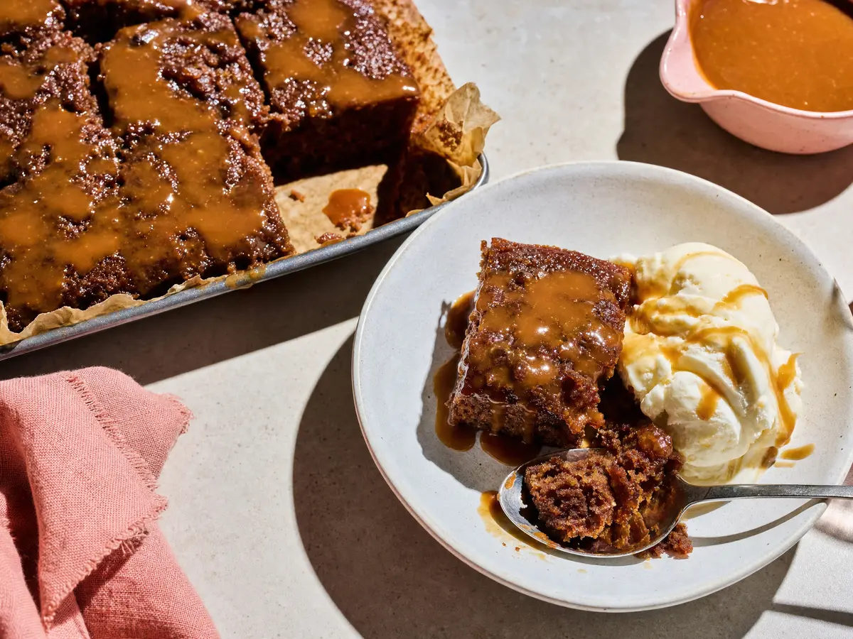 Sticky Date Tray Cake – finished dish