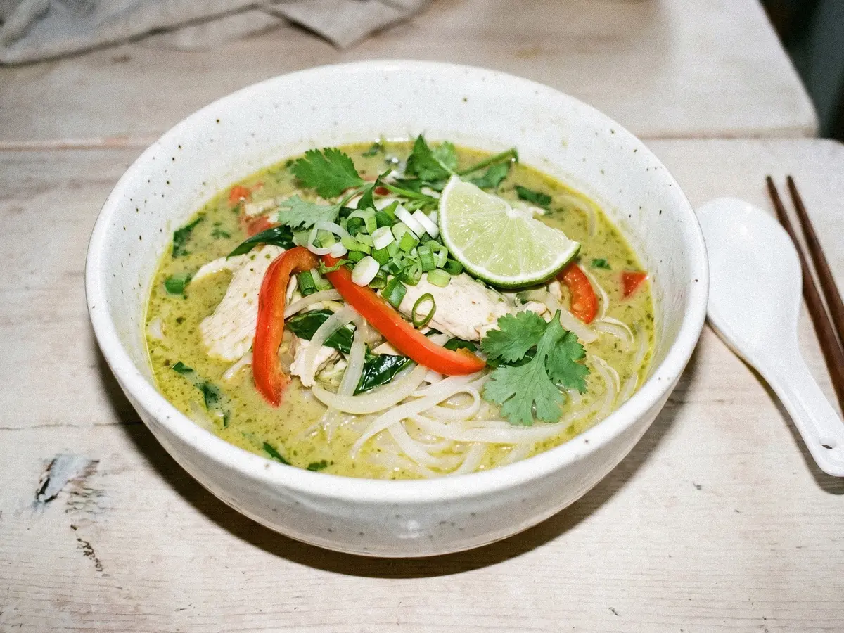 Thai Green Curry Noodles – finished dish