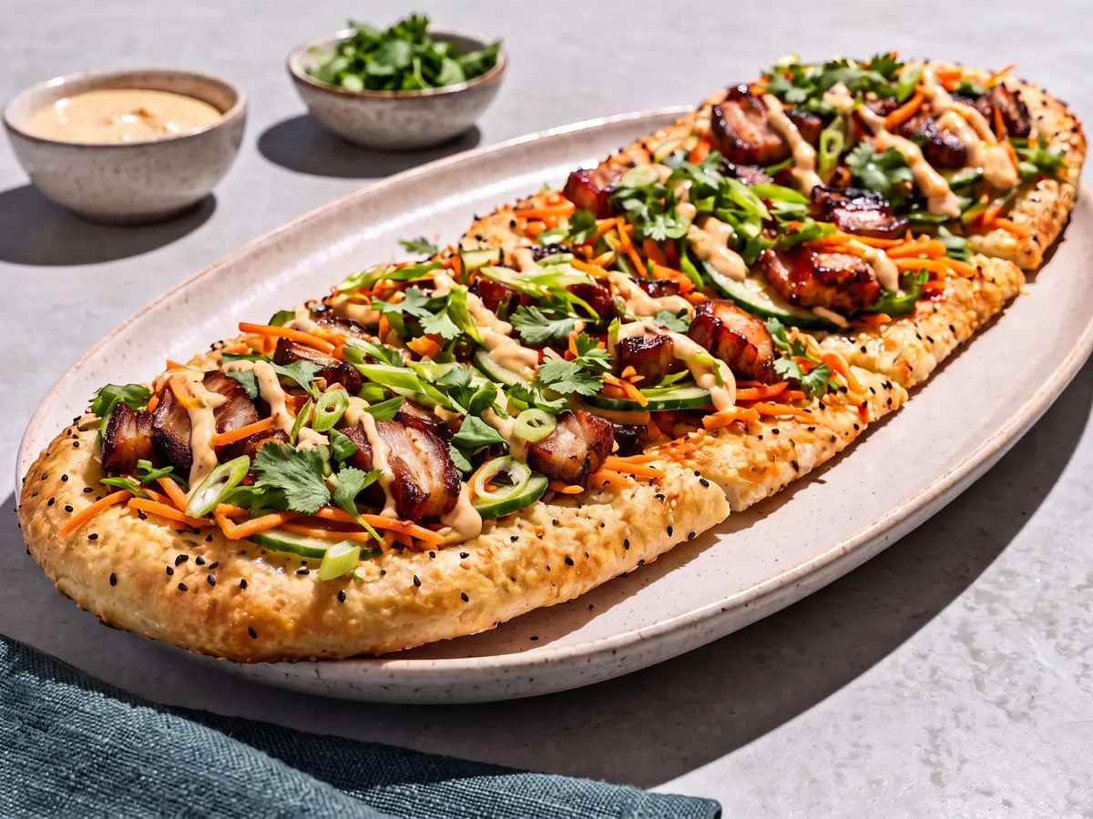 Crispy Pork Belly Flatbread – finished dish
