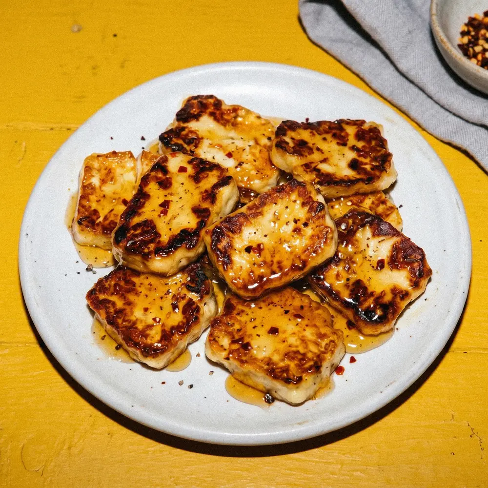 Honey Glazed Halloumi Bites – finished dish