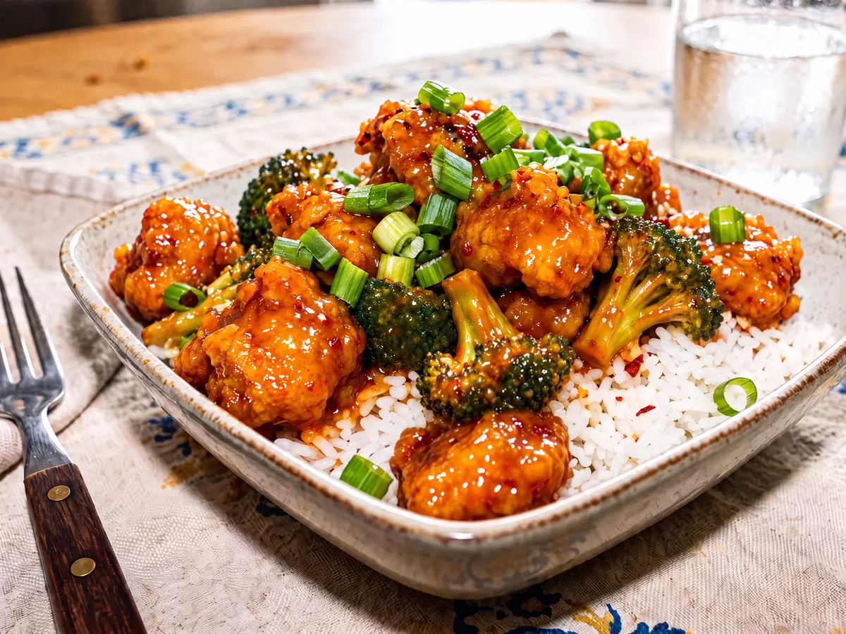 Sticky Orange Chicken Bowl – finished dish