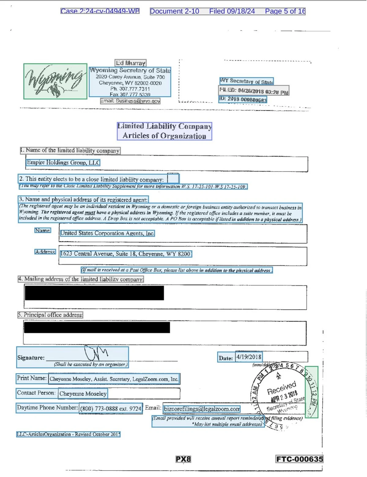 Articles of organization