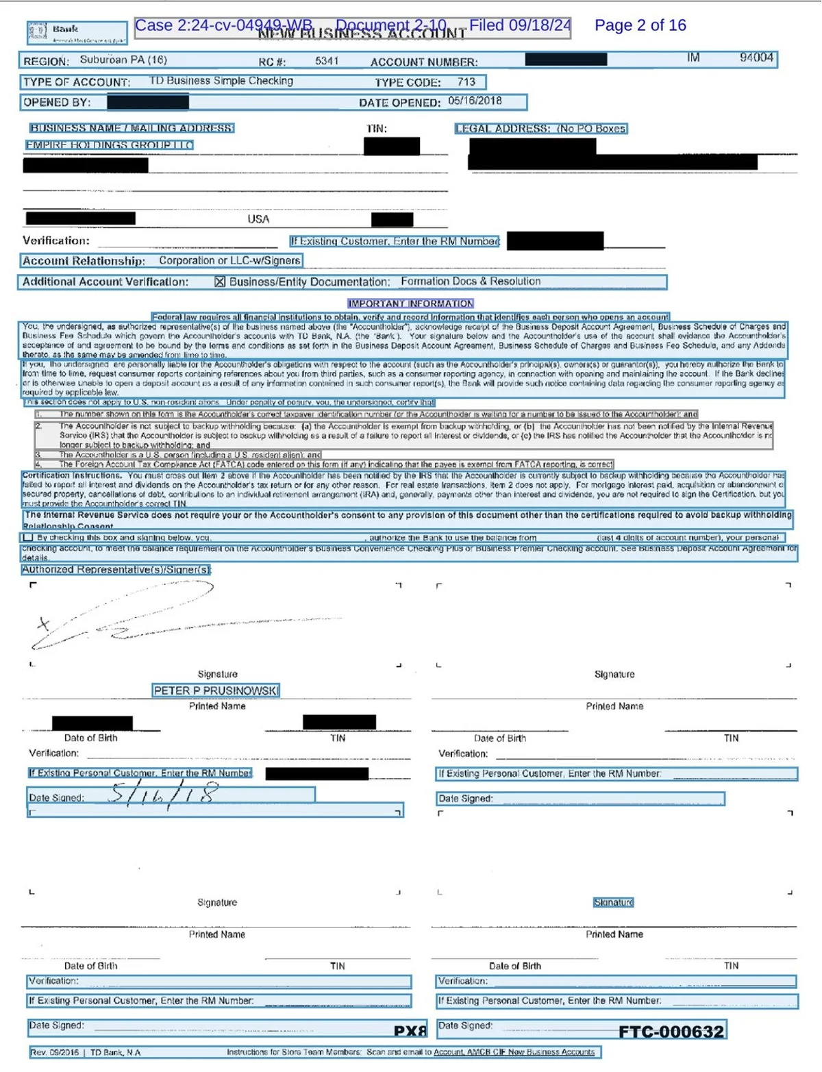 Account-opening form