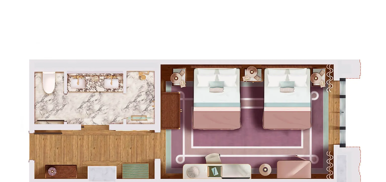 Chambre Prestige Deluxe Double Queen Plan de la chambre