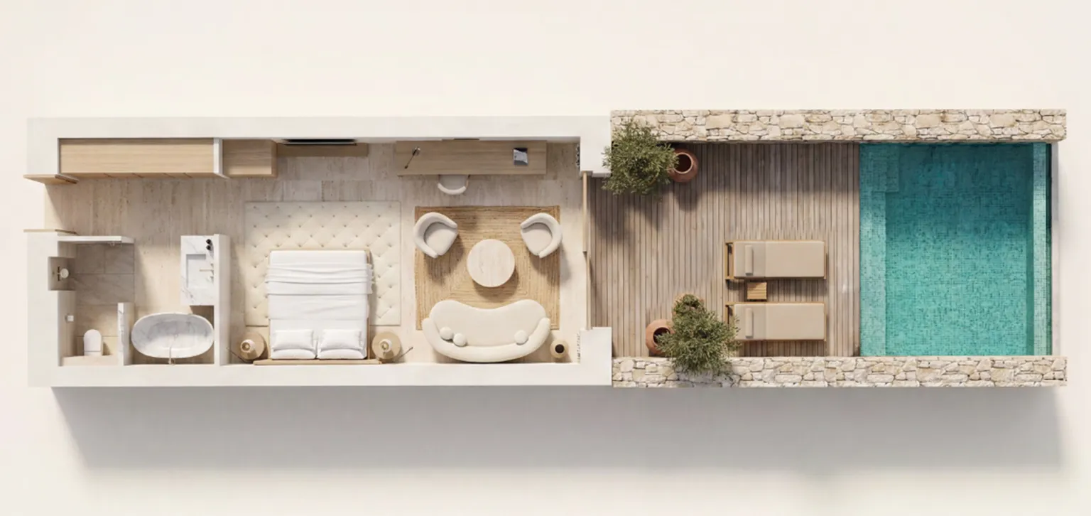 Junior Suite Piscine Privée, Vue Mer - Plan