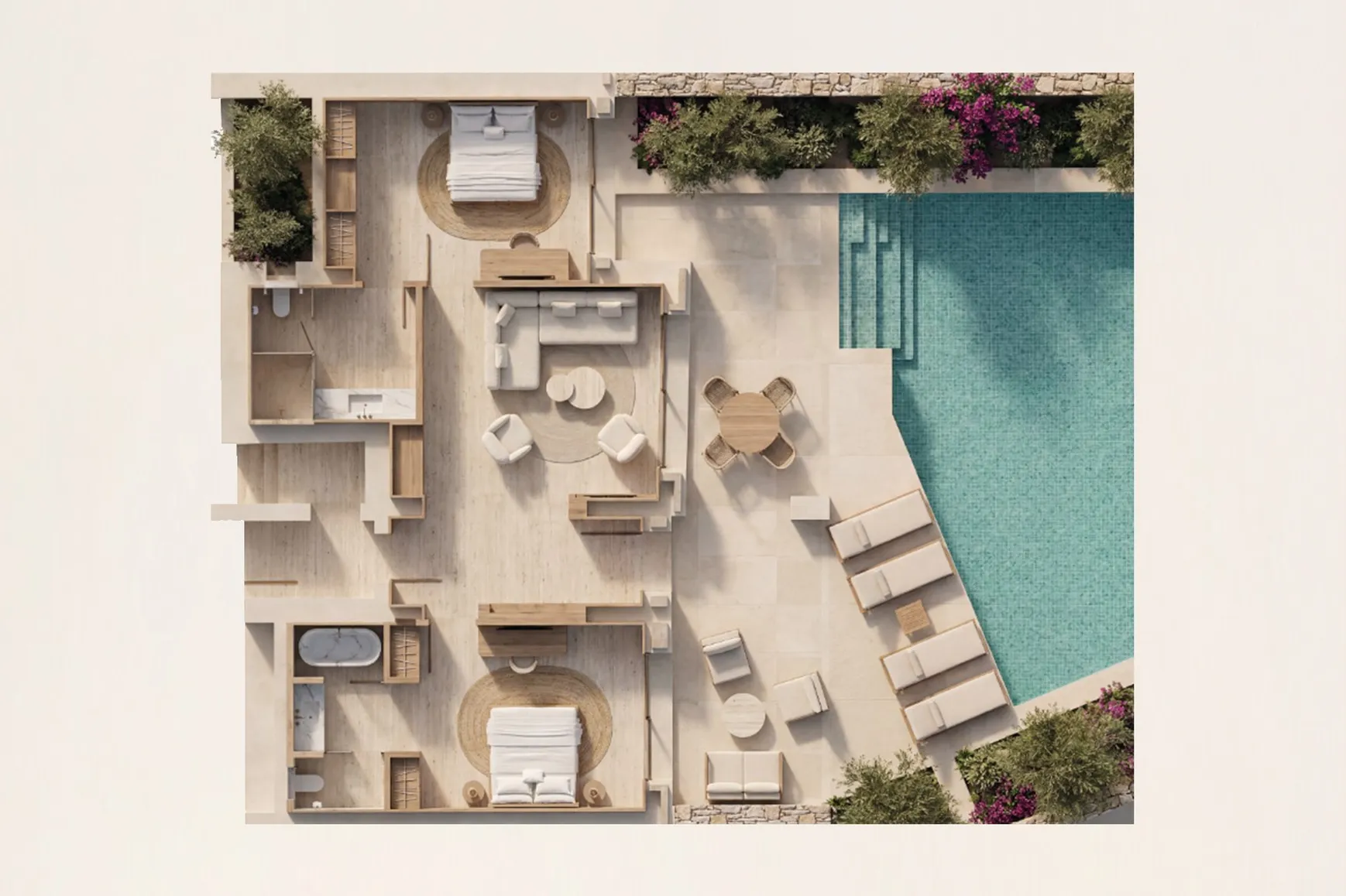 Suite Égéenne Deux Chambres Piscine Privée, Vue Mer - Plan