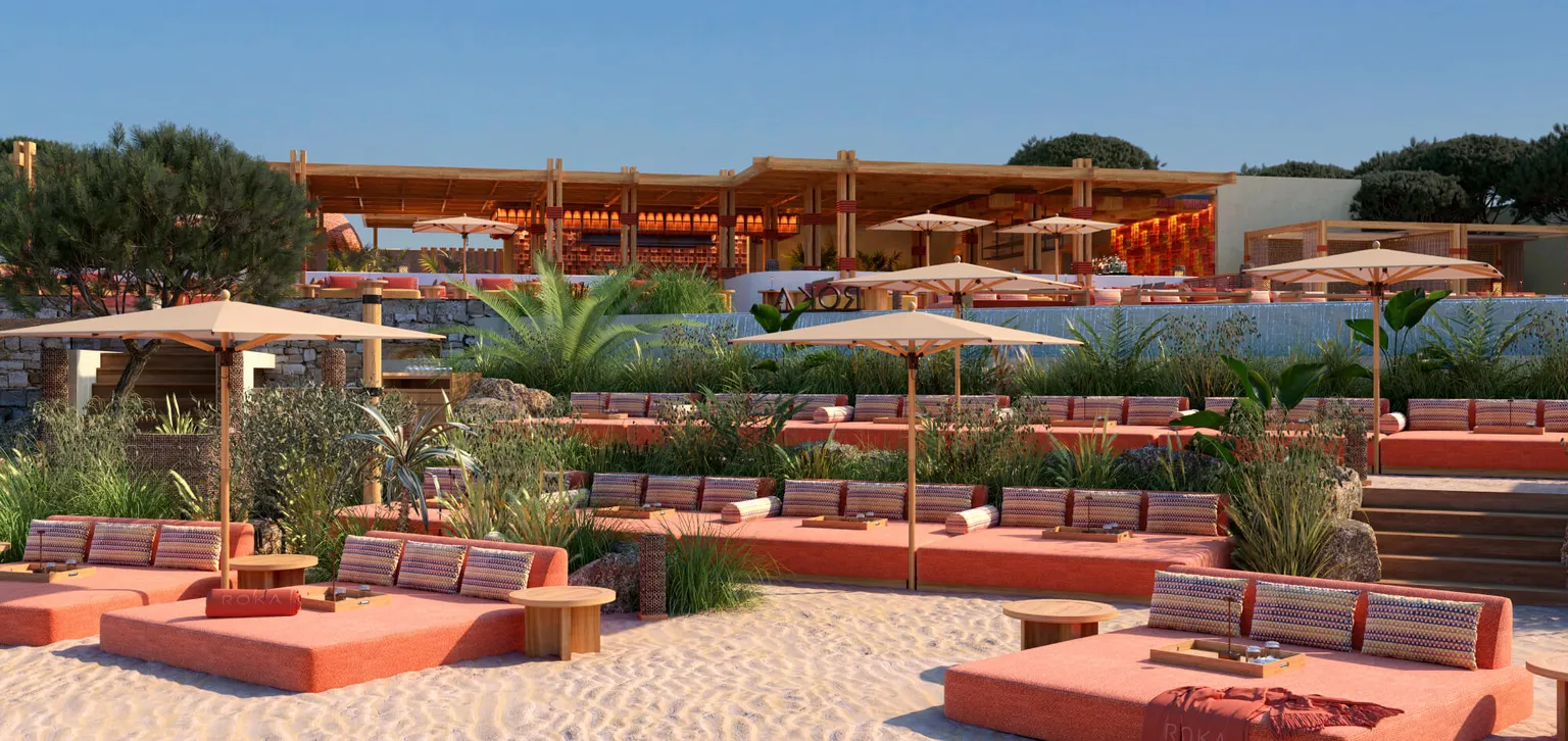 Roka restaurant Fouquet's Mykonos - Transats et plage