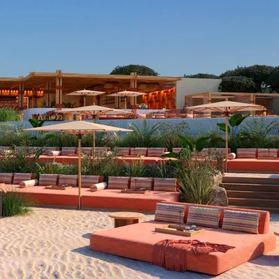 Roka restaurant Fouquet's Mykonos - Transats et plage