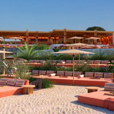 Roka restaurant Fouquet's Mykonos - Transats et plage