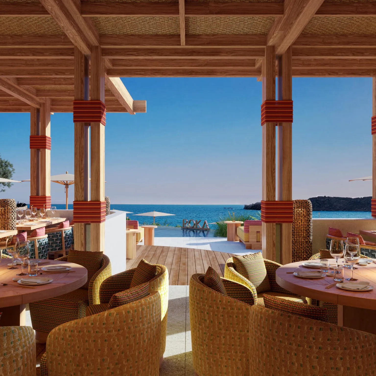 Roka restaurant Fouquet's Mykonos - restaurant vue mer