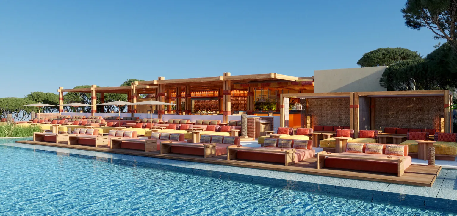 Roka restaurant Fouquet's Mykonos - Transats et piscine