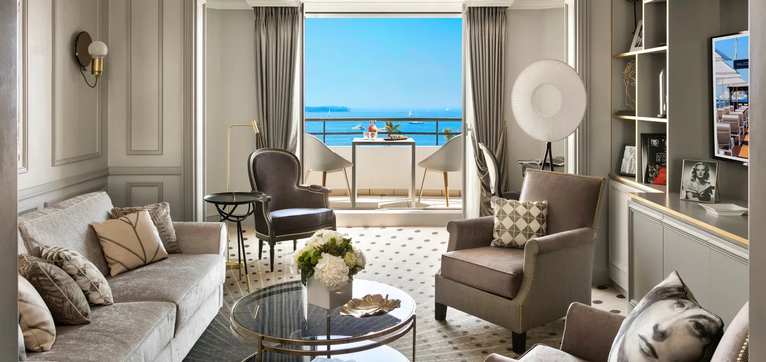 Salon de la suite Michèle Morgan à l'hôtel le Majestic à Cannes