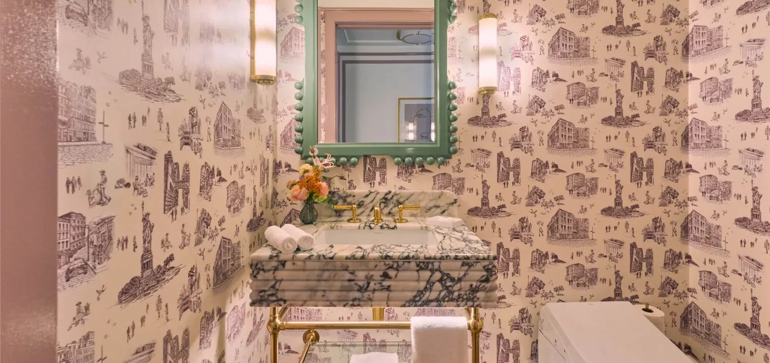 Espace toilettes de la Tribeca terrace suite au Fouquet's New-York