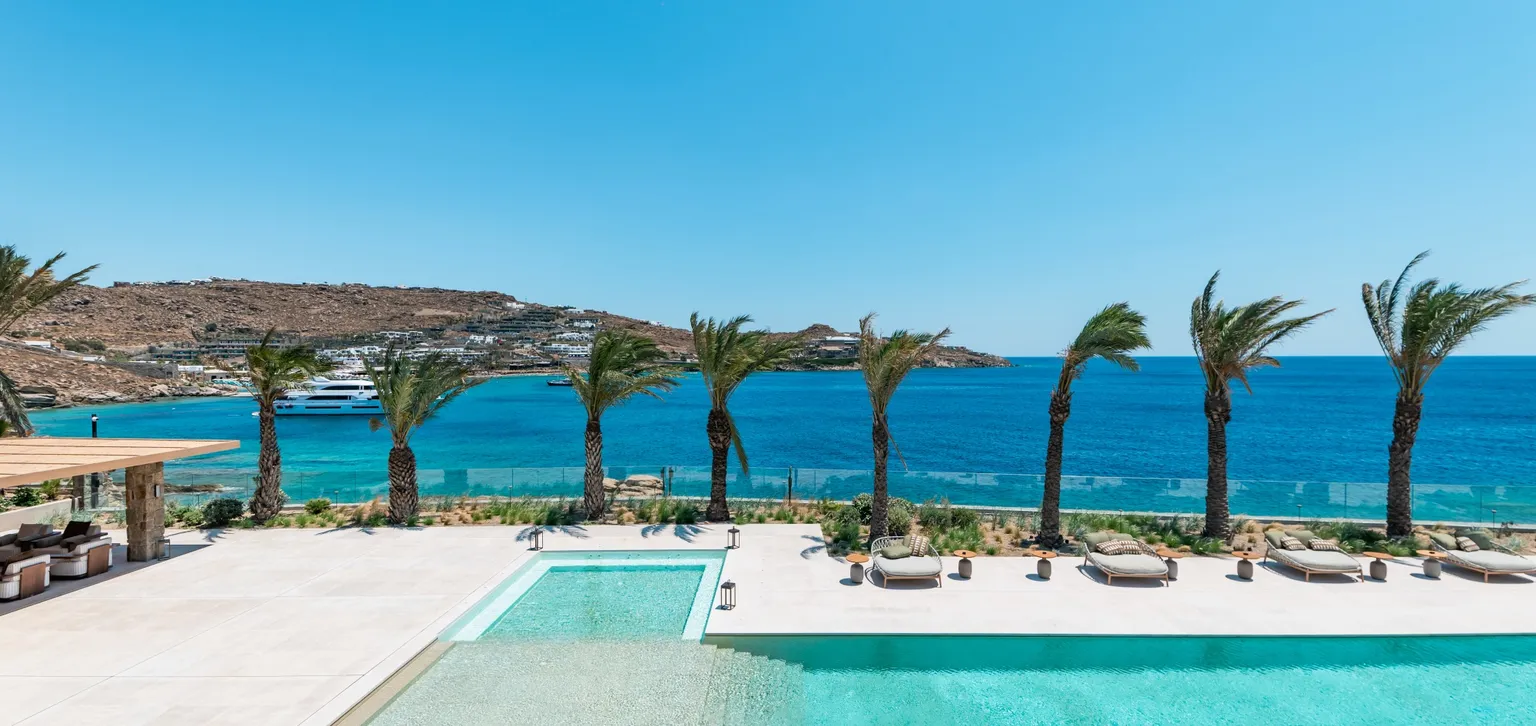 Villa Paradiso Fouqsuet's Mykonos piscine et palmiers