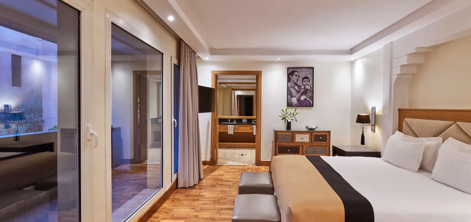 Chambre du ryad 3 chambres à l'hôtel le naoura à marrakech