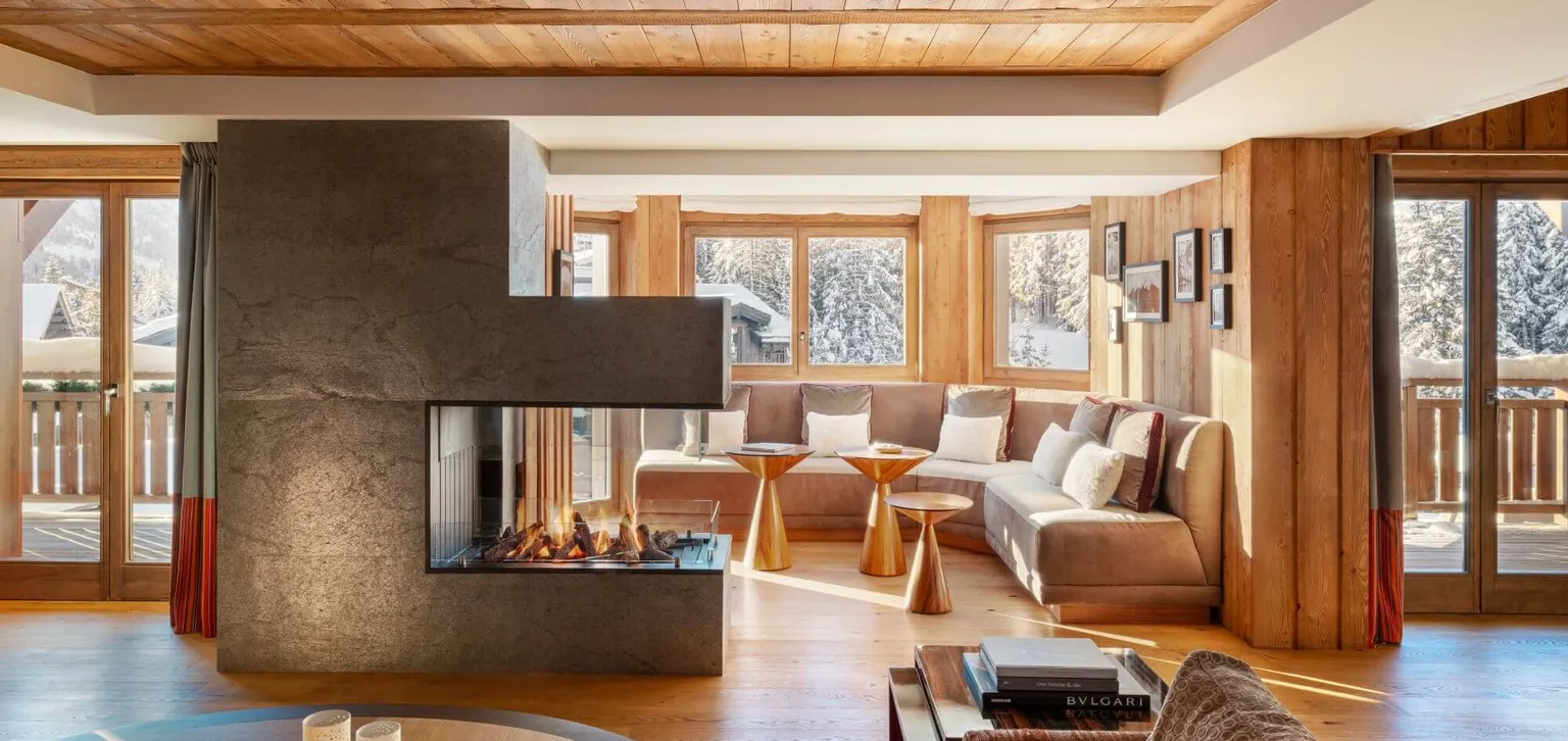 Appartement Les Neiges cheminée terrasse