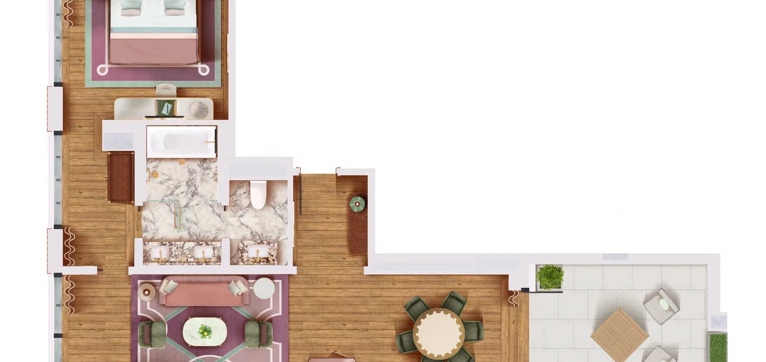Fouquet's Corner Terrace Suite 3D Layout